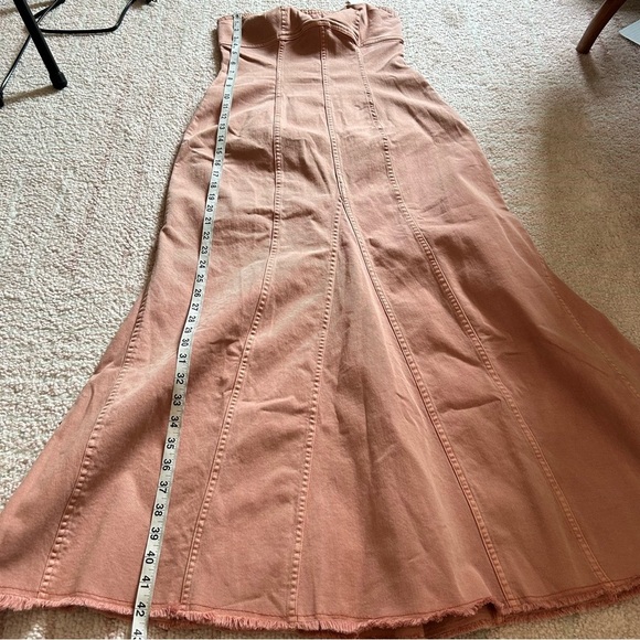 NWT Anthropologie Pilcro Icon Fluted Denim Midi Dress Size Small Coral - Picture 12 of 14